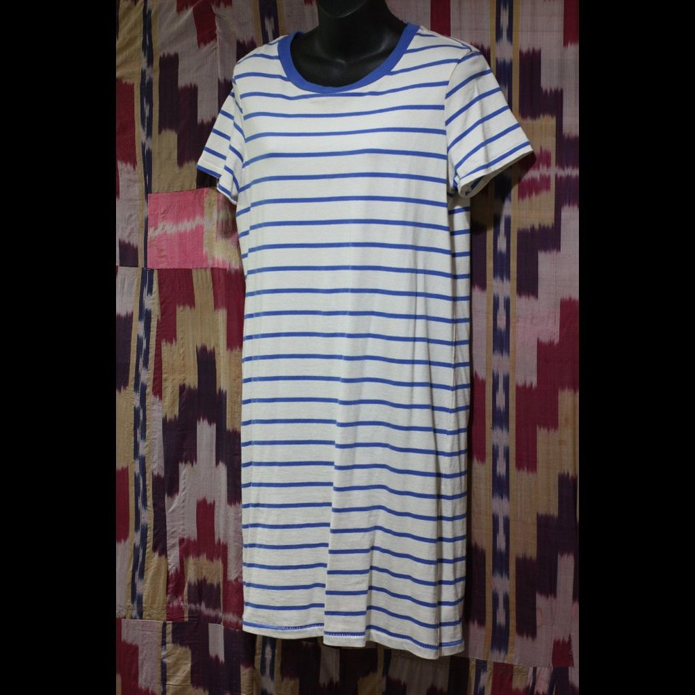 STATESIDE White and Blue Horizontal Striped Dress